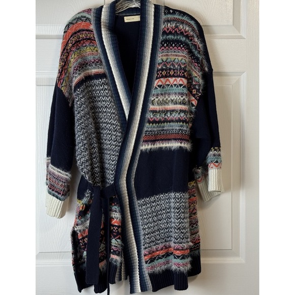 Anthropologie Sleeping On Snow Wrap Cardigan Sweater M/L Boho Wool Lagenlook - Picture 1 of 16